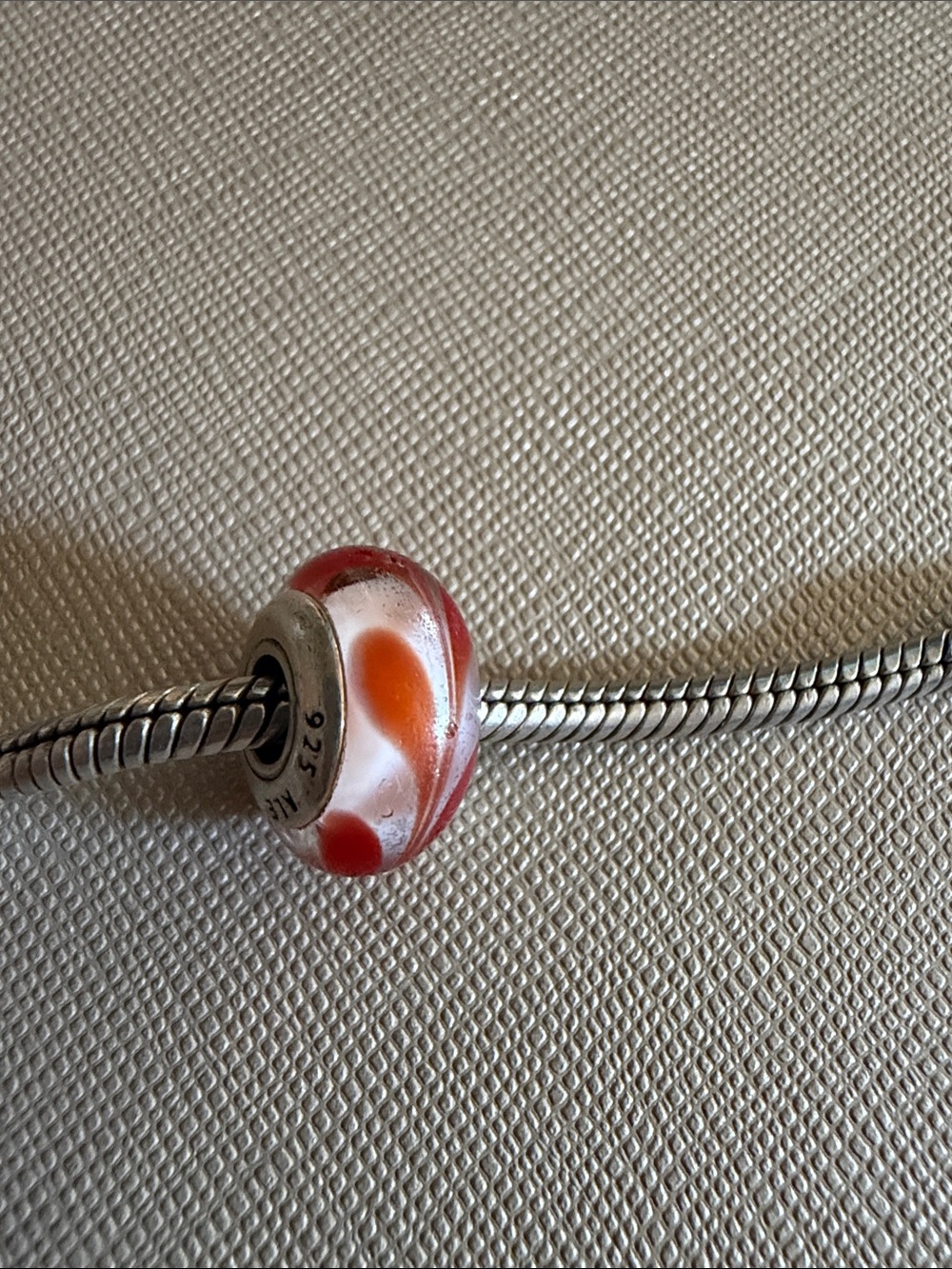 Pandora Red and White Murano Glass Charm